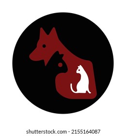 cat and dog circle vector  logo 