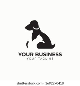 Cat and Dog Clever Negative Space Petshop Logo 