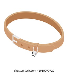 Cat or dog collar isolated on white. Isometric view. Vector