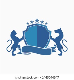 cat and dog crest vector design