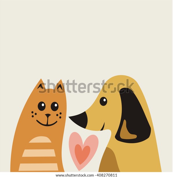 Cat Dog Cute Cartoon Vector Illustration Stock Vector (Royalty Free