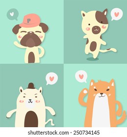 cat and dog cute emotion