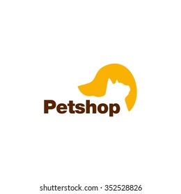 Cat and Dog daycare and pet shop logo template