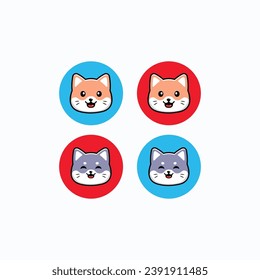 Cat and Dog face logo design isolated vector template illustration