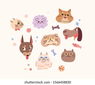 Cat and dog faces. vector EPS10