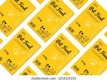 Diseño de la etiqueta alimentaria Cat Dog conjunto de diseño de empaque vectorial de color negro amarillo abstracto colección de etiquetas de alimentos para gatos diseño de la etiqueta de alimentos para perros cachorro y boceto de gatos ilustración de la cara