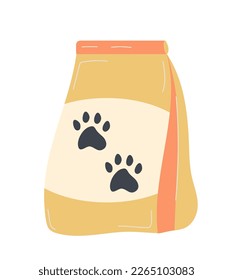 Vector de alimentos para perros y gatos. Cañas de caña, conserva la comida felina. Variedad de tiendas de mascotas. Vitaminas para animales domésticos. Alimentando platos coloridos. Tazón con comida para mascotas. Comida húmeda y seca.  