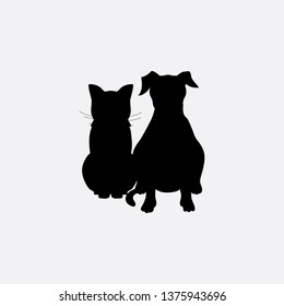 cat and dog friend icon vector