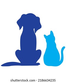 Cat and dog friends logo
