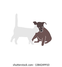 cat and dog friendship family. Beautiful animal .Cat and dog love vector