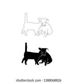 cat and dog friendship family. Beautiful animal .Cat and dog love vector