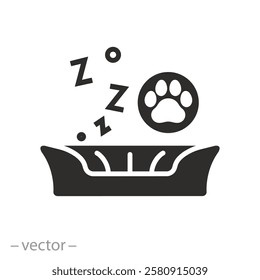 cat or dog furniture for sleep, pet bed icon, relaks for pets concept, simple symbols, flat vector illustration