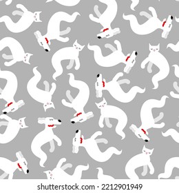 Cat and dog Ghost pattern seamless. pets spook cartoon background. Vector texture