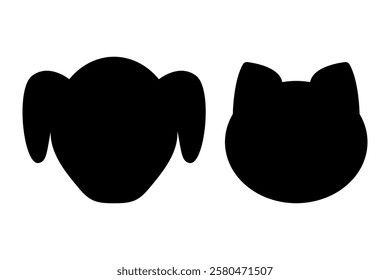 Cat and dog head. Black Dog and Cat Silhouette on White Background