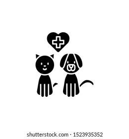 Cat, dog, heart, icon. Simple glyph, flat vector of petshop icons for ui and ux, website or mobile application