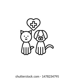 cat, dog, heart, veterinary icon. Simple thin line, outline vector of Petshop icons for UI and UX, website or mobile application