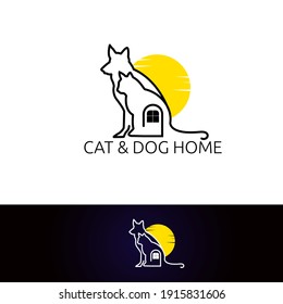 cat and dog home logo vector, icon, element, and template for company
