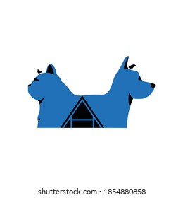 cat and dog home or shelter logo icon flat design 