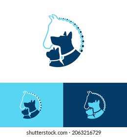 Cat dog and horse animal veterinary logo vector illustration with color variations