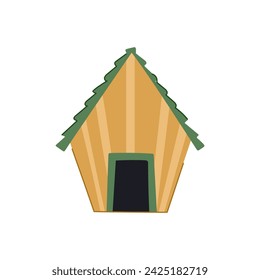 cat dog house cartoon. shelter cute, wooden kennel, bowl backyard cat dog house sign. isolated symbol vector illustration