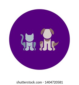 Cat and Dog Icon in a Circle Shape with Purple Background