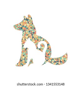 cat and dog icon. Colored mosaic with polygons