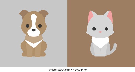 cat and dog icon flat design, pet shop concept