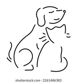 cat and dog icon isolated on white background, vector illustration.