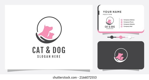 Cat and dog icon logo design with creative unique style Premium Vector