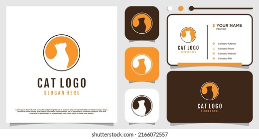 Cat and dog icon logo design with creative unique style Premium Vector