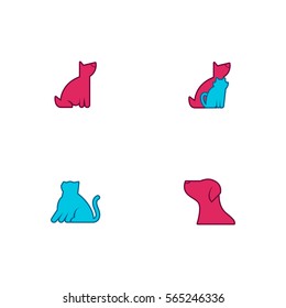 Cat And Dog Icon Logo Vector Set Element