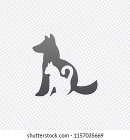 cat and dog icon. On grid background