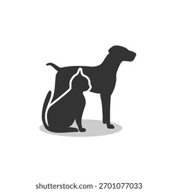 Gato y perro icono con sombra