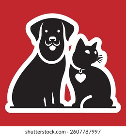 Cat and dog icon silhouette design 