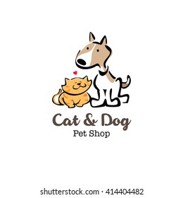 Cat and dog icon vector illustration