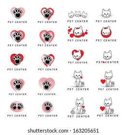 Cat And Dog Icons Set - Isolated On White Background - Vector Illustration, Graphic Design Editable For Your Design. 