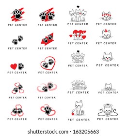 Cat And Dog Icons Set - Isolated On White Background - Vector Illustration, Graphic Design Editable For Your Design. 