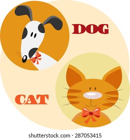 Cat and dog icons vector illustration