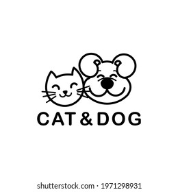 Cat and Dog Illustration Logo Tamplate