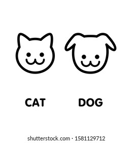 Cat and dog isolated vector icon with sign. Pet shop, veterinary clinic Logotype graphic design element.