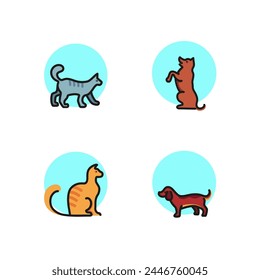 Cat and dog line icon set. Pet, animal, puppy, kitten. Animal care concept. Can be used for topics like veterinary, training, pet animal.