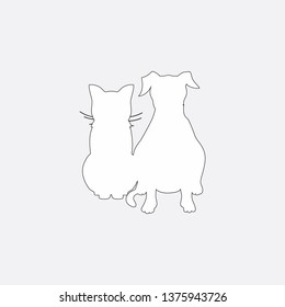 cat and dog line icon vector