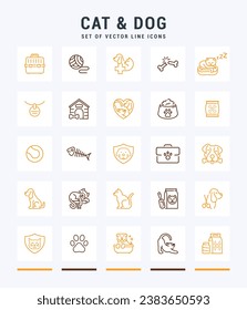 Cat and Dog line icons. Trendy stroke signs for website, apps and UI. Premium set of line icons. Outline isolated signs.