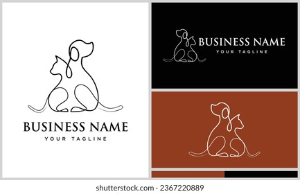 plantilla de línea de perro y gato
