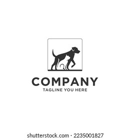 Cat dog logo.dog and cat logo. Animal Logo. Cat engraved in a Dog. Animal logo Concept