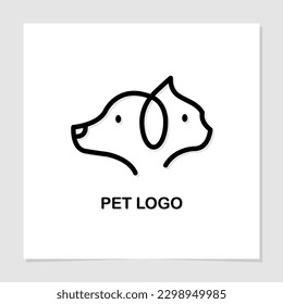 Diseño del logo Cat and Dog, esquema simple. Ilustración plana