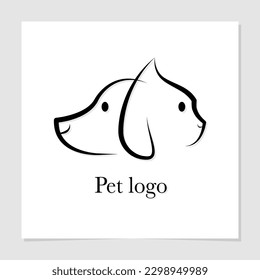Cat and Dog logo design, simple outline. Vector Illustration