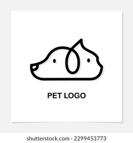 Cat and Dog logo design, simple line. Flat illustration