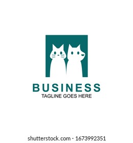 Cat and Dog logo design vector for pet shop name. isolated in white background.eps10