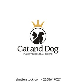 Plantilla vectorial de logotipo de gato y perro